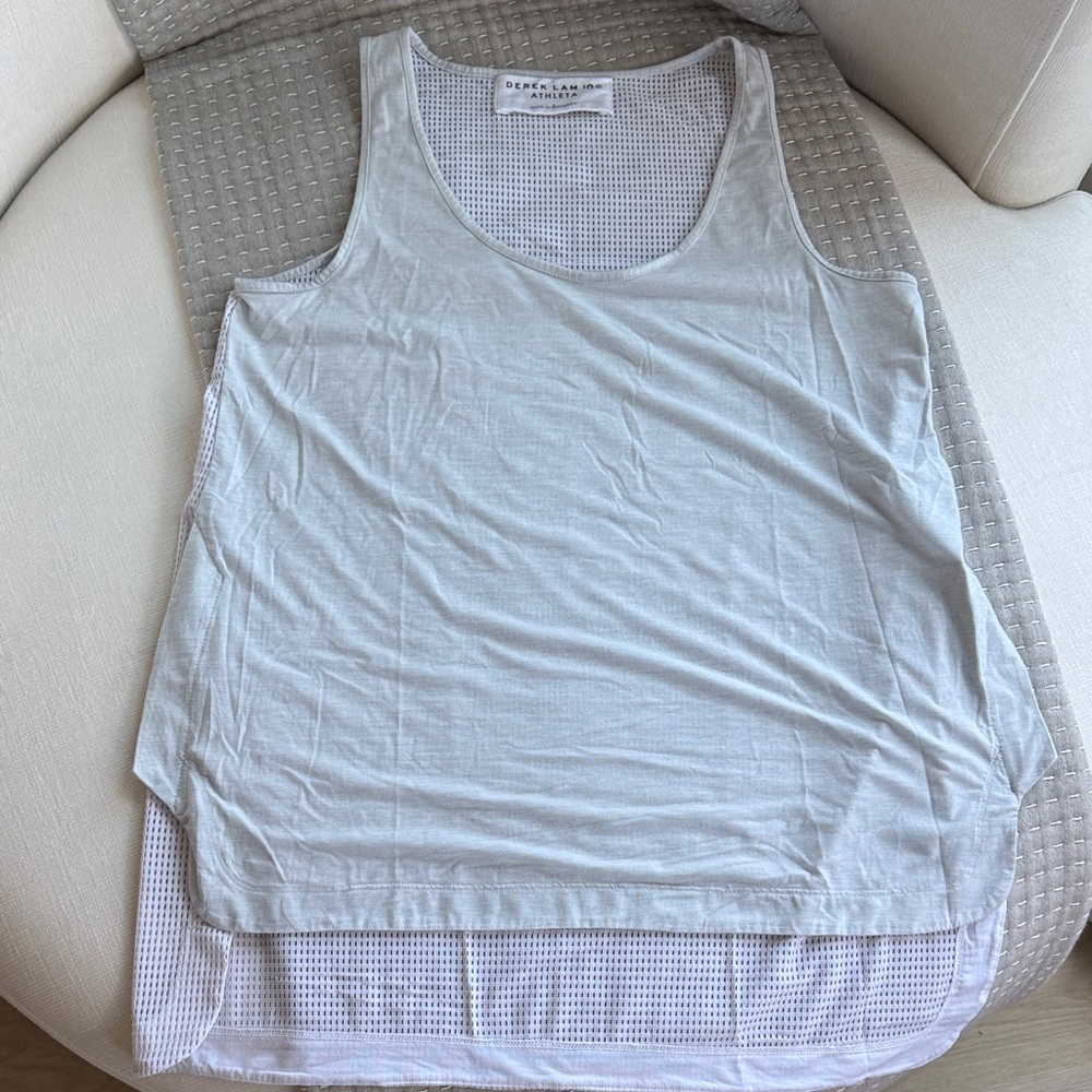 Derek Lam 10C Light Gray Mesh Back Tank Top